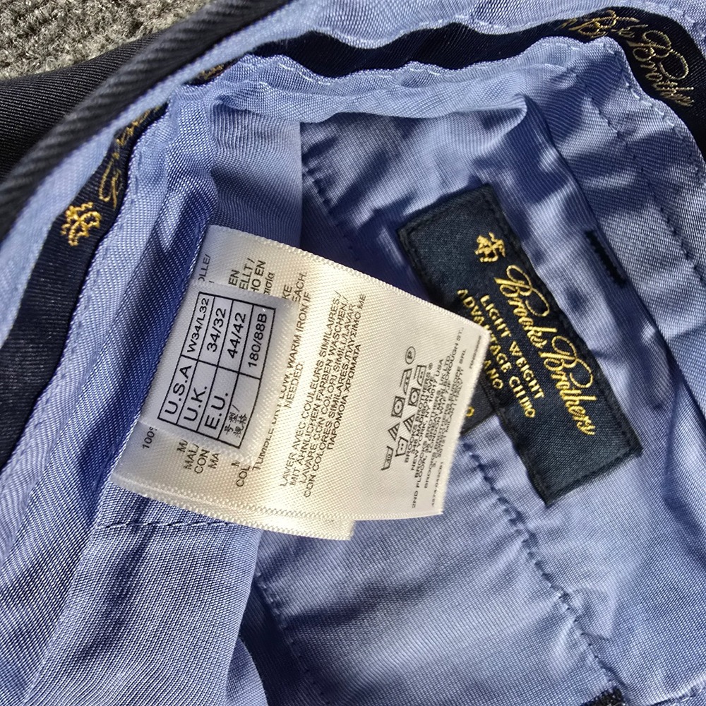 Brooks Brothers Milano Advantage Chino Pants Mens 34x32 Navy Blue Slim Cotton - Picture 4 of 7